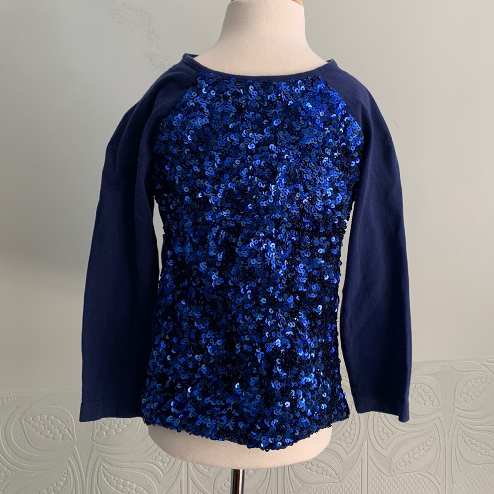 Boden Blue Sequin Long-Sleeve Top, Girl’s Size 4-5y (2 available)